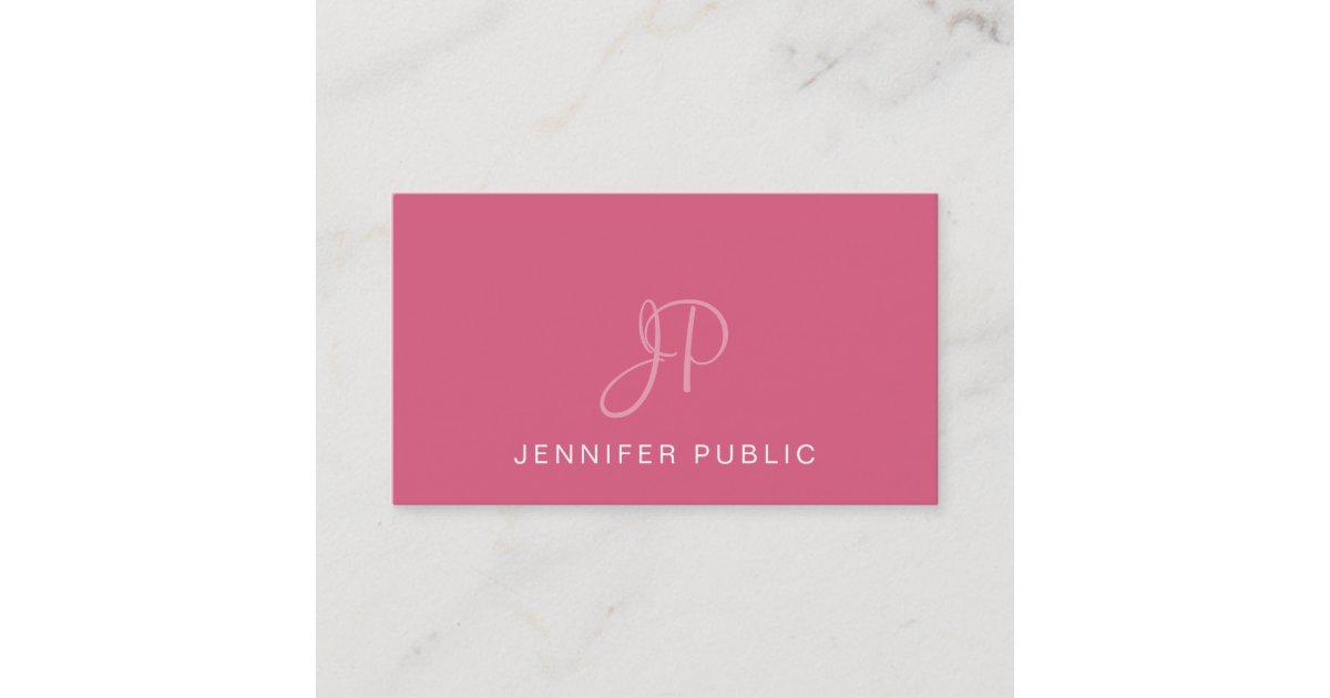 Elegant Monogrammed Design Trendy Blush Pink Plain Business Card | Zazzle