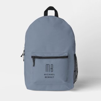 Elegant Monogrammed Dusty Blue