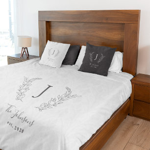Elegant monogrammed family last name rustic  duvet cover