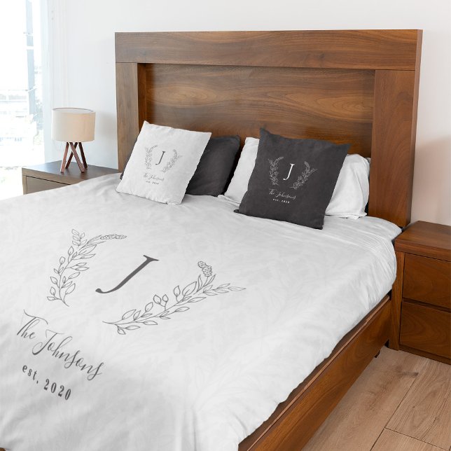 Elegant monogrammed family last name rustic  duvet cover (The matching pillows can be purchased separately from the collection)