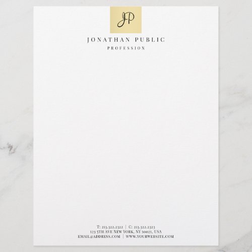 Elegant Monogrammed Faux Gold Template Trendy Letterhead