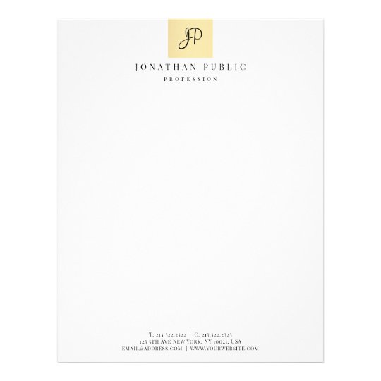 Elegant Monogrammed Faux Gold Template Trendy Letterhead | Zazzle.com