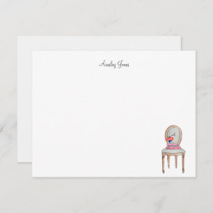 Elegant Monogrammed French chair with books flat Thank You Card