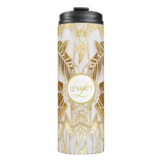 Elegant Monogrammed Gilded Aura Thermal Tumbler