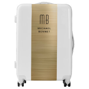 Elegant Monogrammed Gold Brushed Luggage