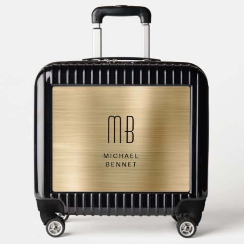 Elegant Monogrammed Gold Brushed Luggage