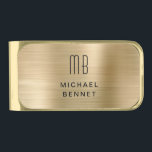 Elegant Monogrammed Gold Brushed Metallic Gold Finish Money Clip<br><div class="desc">Elegant Monogrammed Gold Brushed Metallic Gold Finish Money Clip.</div>