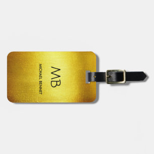 Elegant Monogrammed Gold Brushed Metallic Luggage Luggage Tag