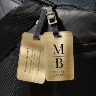 Elegant Monogrammed Gold Brushed Metallic