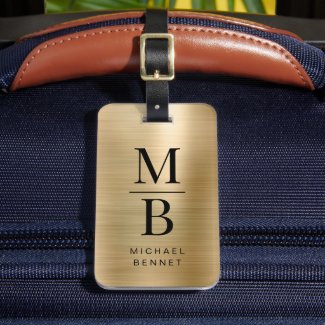 Elegant Monogrammed Gold Brushed Metallic