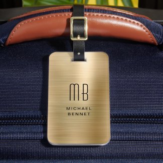 Elegant Monogrammed Gold Brushed Metallic