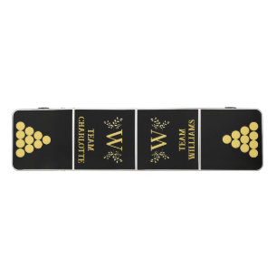Elegant Monogrammed Gold Circle Pyramid Regulation Beer Pong Table