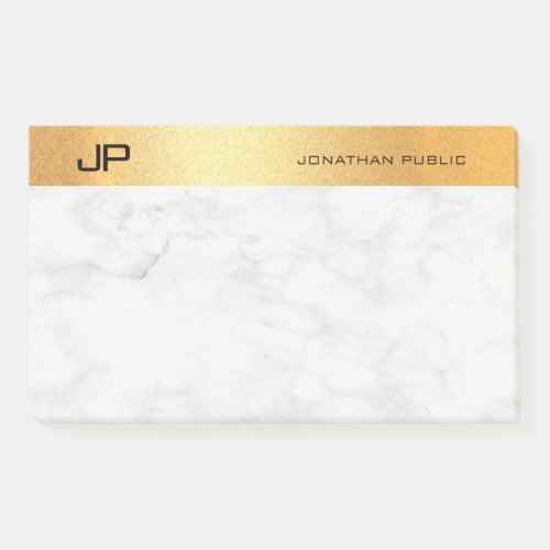 Elegant Monogrammed Gold Marble Simple Template Post_it Notes