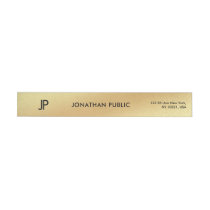 Elegant Monogrammed Gold Modern Glam Plain Wrap Around Label