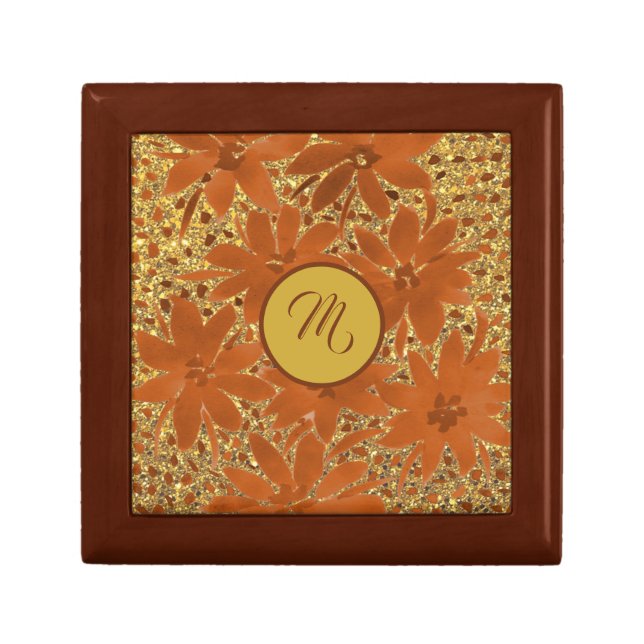 Elegant Monogrammed Gold Sparkle Gift Box (Front)