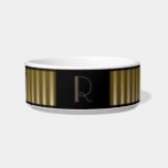 Elegant Monogrammed Gold Striped Pet Bowl<br><div class="desc">*Customize with your text.</div>