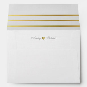 elegant & monogrammed, gold striped, wedding envelope