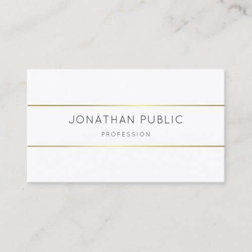 Elegant Monogrammed Gold White Modern Template Business Card