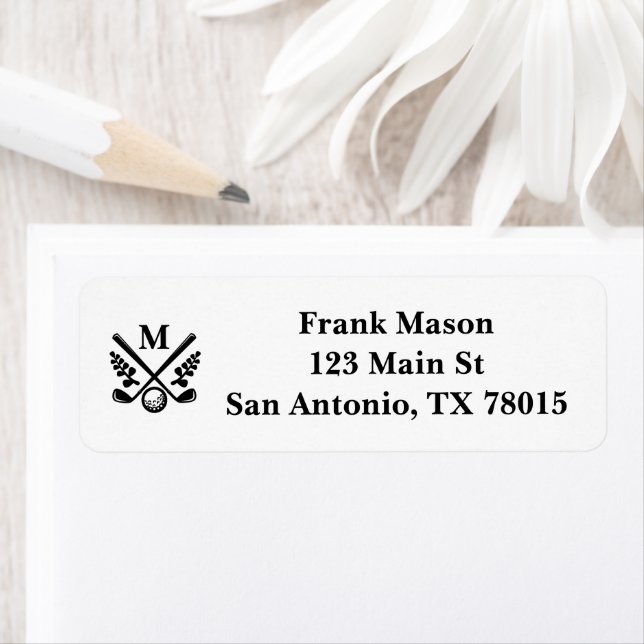Elegant Monogrammed Golf Return Address Label (Insitu)