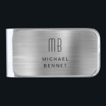 Elegant Monogrammed Gray Silver Finish Money Clip<br><div class="desc">Elegant Monogrammed Gray Silver Finish Money Clip.</div>