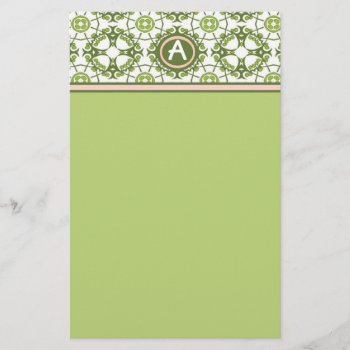 Elegant Monogrammed Green Celtic Stationery by Boobins at Zazzle