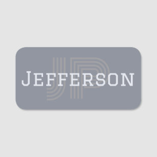 Elegant Monogrammed Grey Unique Personality Name Tag