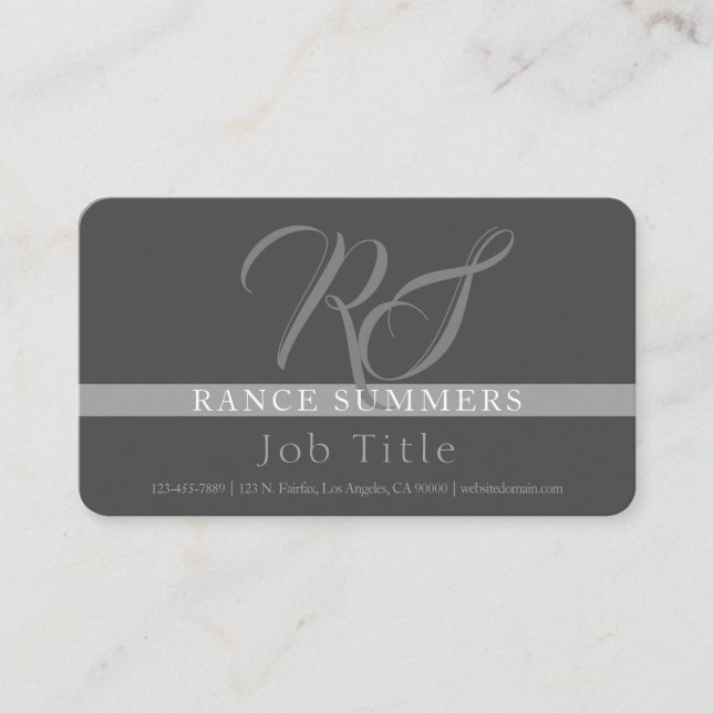 Elegant Monogrammed | Greys Business Card (Front)