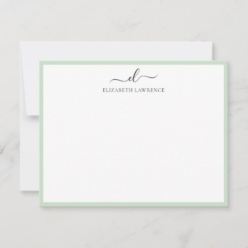 Elegant Monogrammed Handwritten Script  Note Card