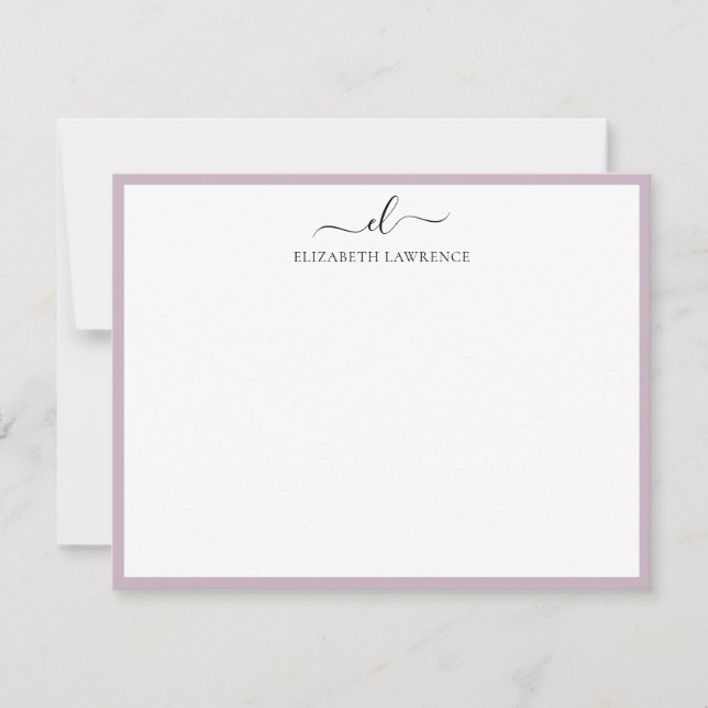 Elegant Monogrammed Handwritten Script Note Card (Front)