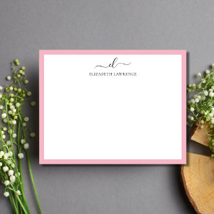 Elegant Monogrammed Handwritten Script Note Card