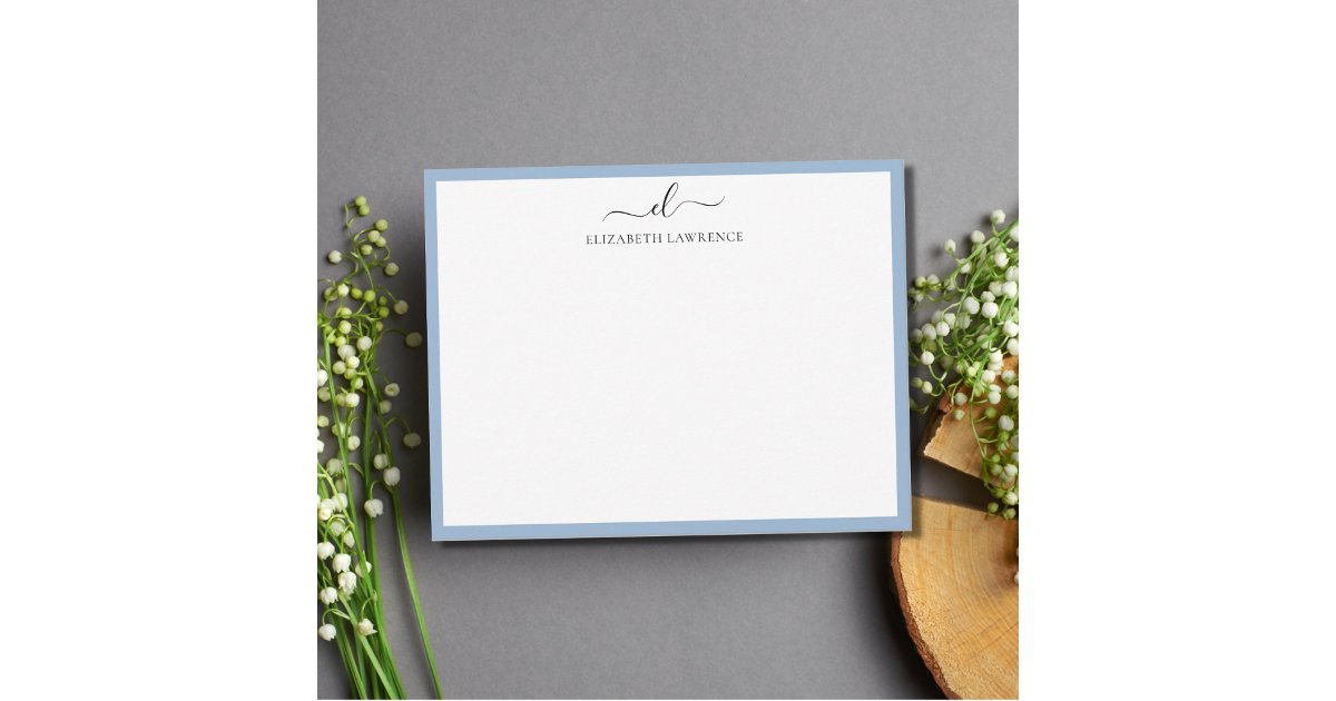 Elegant Monogrammed Handwritten Script Note Card | Zazzle