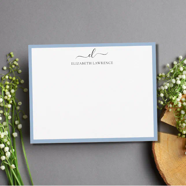 Elegant Monogrammed Handwritten Script Note Card | Zazzle