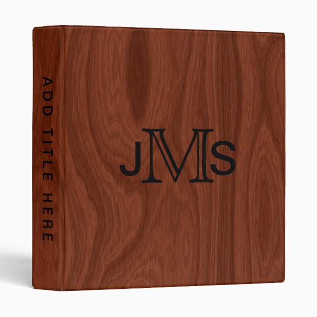 Elegant Monogrammed Initials I | Rustic Wood Look Binder (Front/Spine)