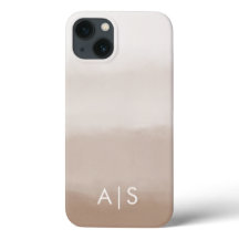 Elegant Monogrammed Initials Mushroom Brown Ombre