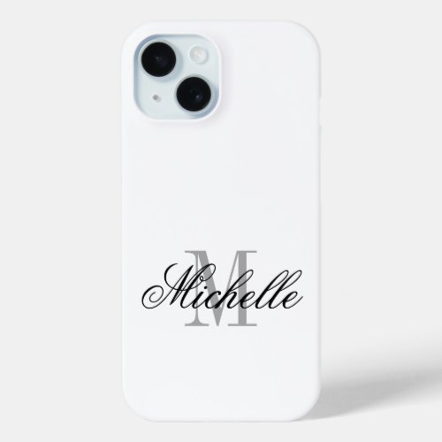 Elegant monogrammed iPhone 15 case Barely There