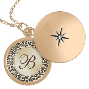 Elegant Monogrammed Leopard Fancy and Girly Locket Necklace