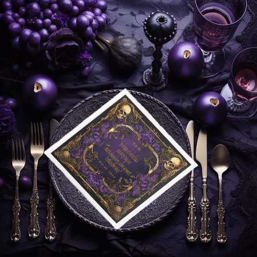 Elegant Monogrammed Love Spell Gothic Wedding Paper Dinner Napkins