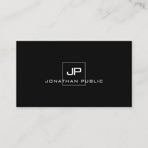 Elegant Monogrammed Modern Black White Template Business Card
