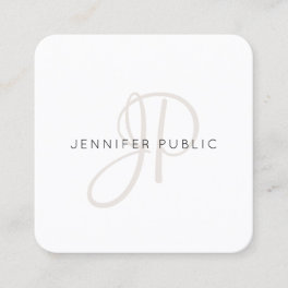 Elegant Monogrammed Modern Design Chic Template Square Business Card