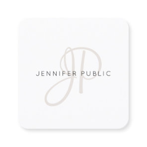 Elegant Monogrammed Modern Design Chic Template Square Business Card