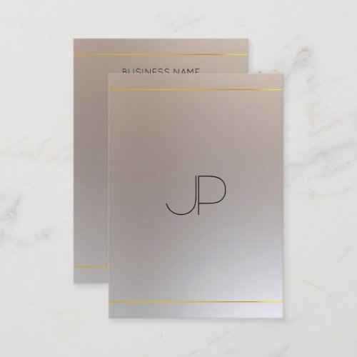 Elegant Monogrammed Modern Gold Silver Look Business Card