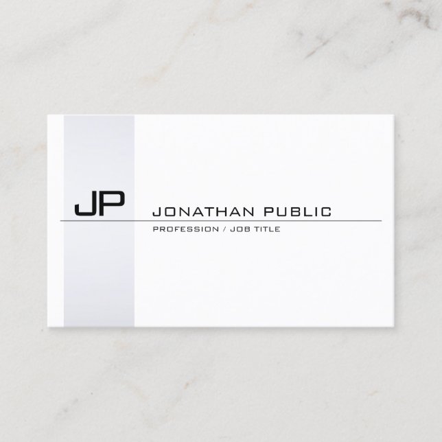 Elegant Monogrammed Modern Minimalist Plain Business Card (Front)
