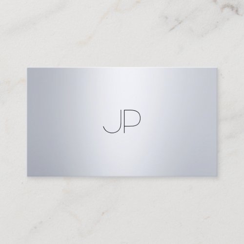 Elegant Monogrammed Modern Silver Look Template Business Card