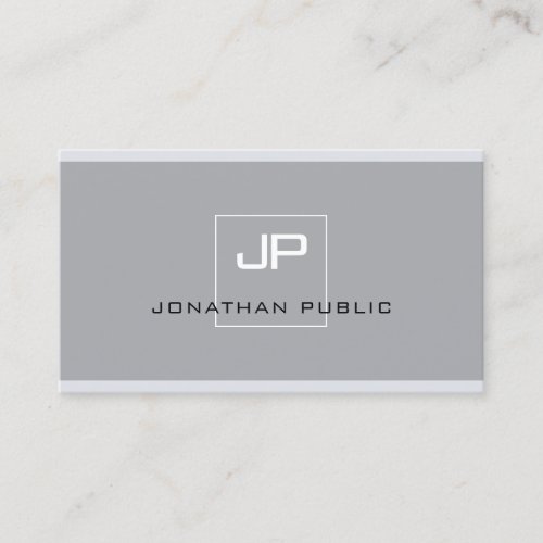 Elegant Monogrammed Modern Simple Grey Plain Business Card