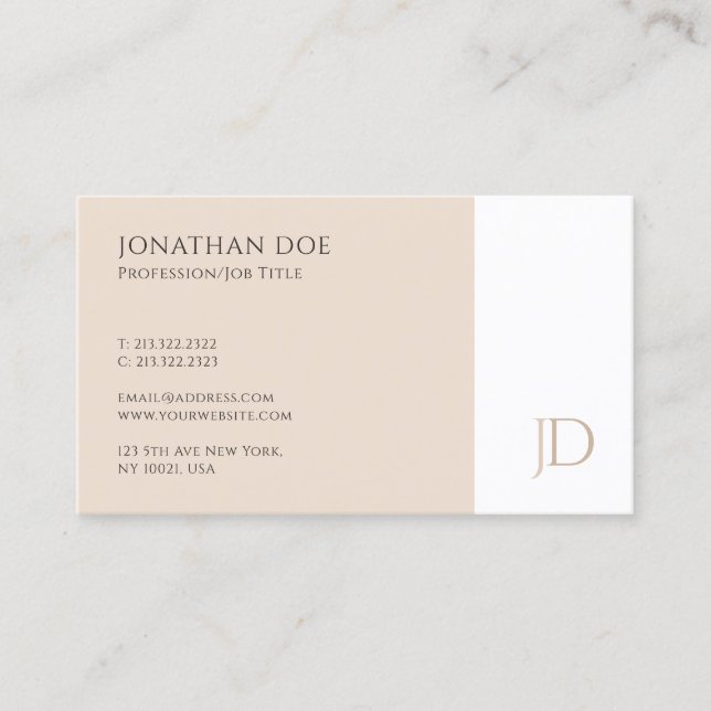 Elegant Monogrammed Modern Simple Template Business Card (Front)