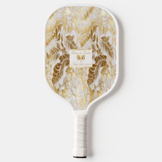 Elegant Monogrammed Monstera Gilded Gold Wedding