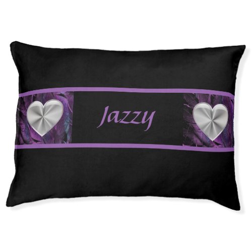 Elegant Monogrammed Name Dog Bed with Hearts