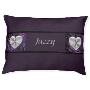 Elegant Monogrammed Name Dog Bed with Hearts