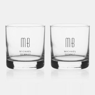 Elegant Monogrammed Name Whiskey Glass