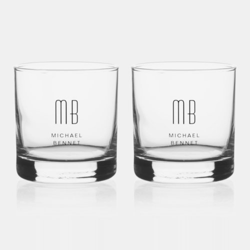 Elegant Monogrammed Name Whiskey Glass